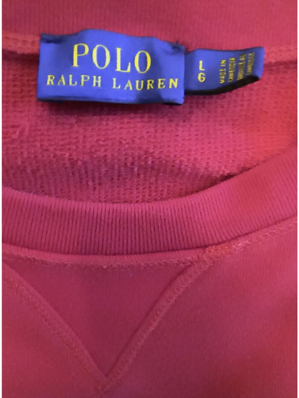 Polo Ralph Lauren Red Long Sleeve Sweatshirt L White Logo Crewneck Cotton Blend - Picture 4 of 8